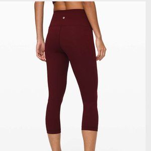 Lululemon Maroon Wunder Under Crop (High-Rise)